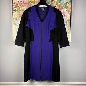 Etcetera Purple & Black Colorblock Zip Front Dress Size 12